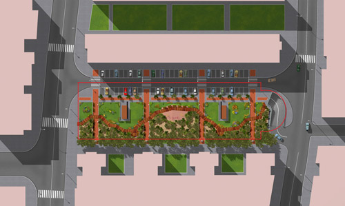 Aparcamiento subterrÃ¡neo para residentes y plaza pÃºblica. Calle de la Serena.